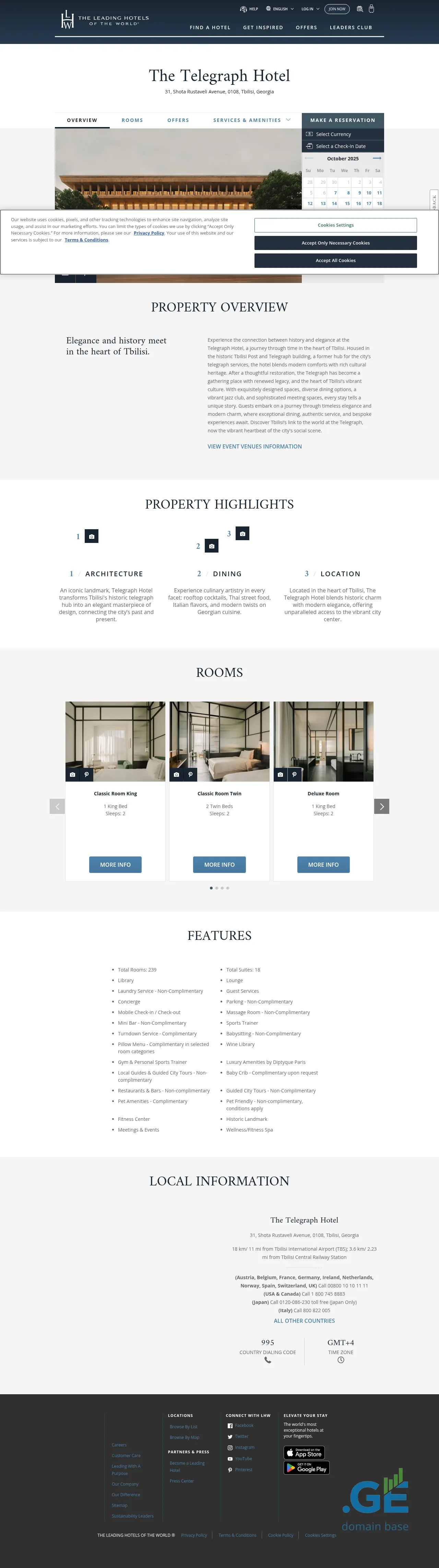 Screenshot of the site hoteltelegraph.ge at 2025-10-07