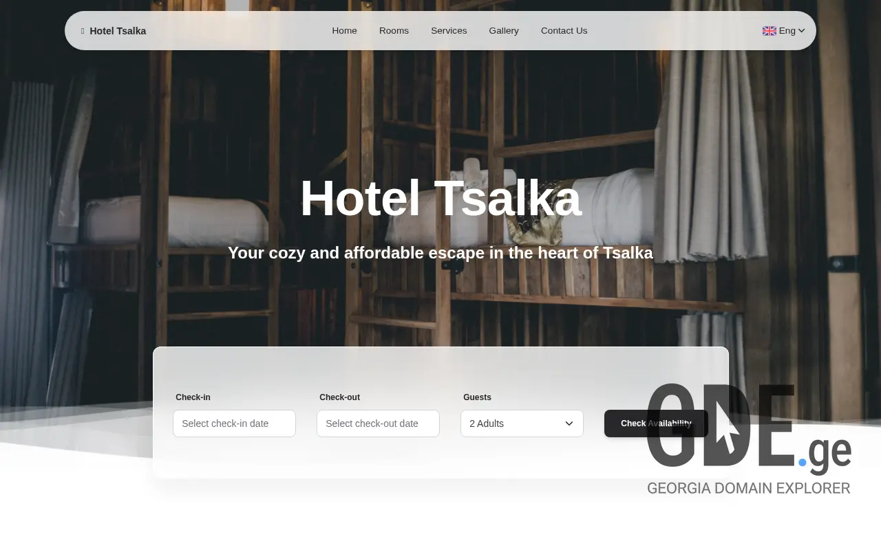 Screenshot of the site hoteltsalka.ge at 2025-11-28