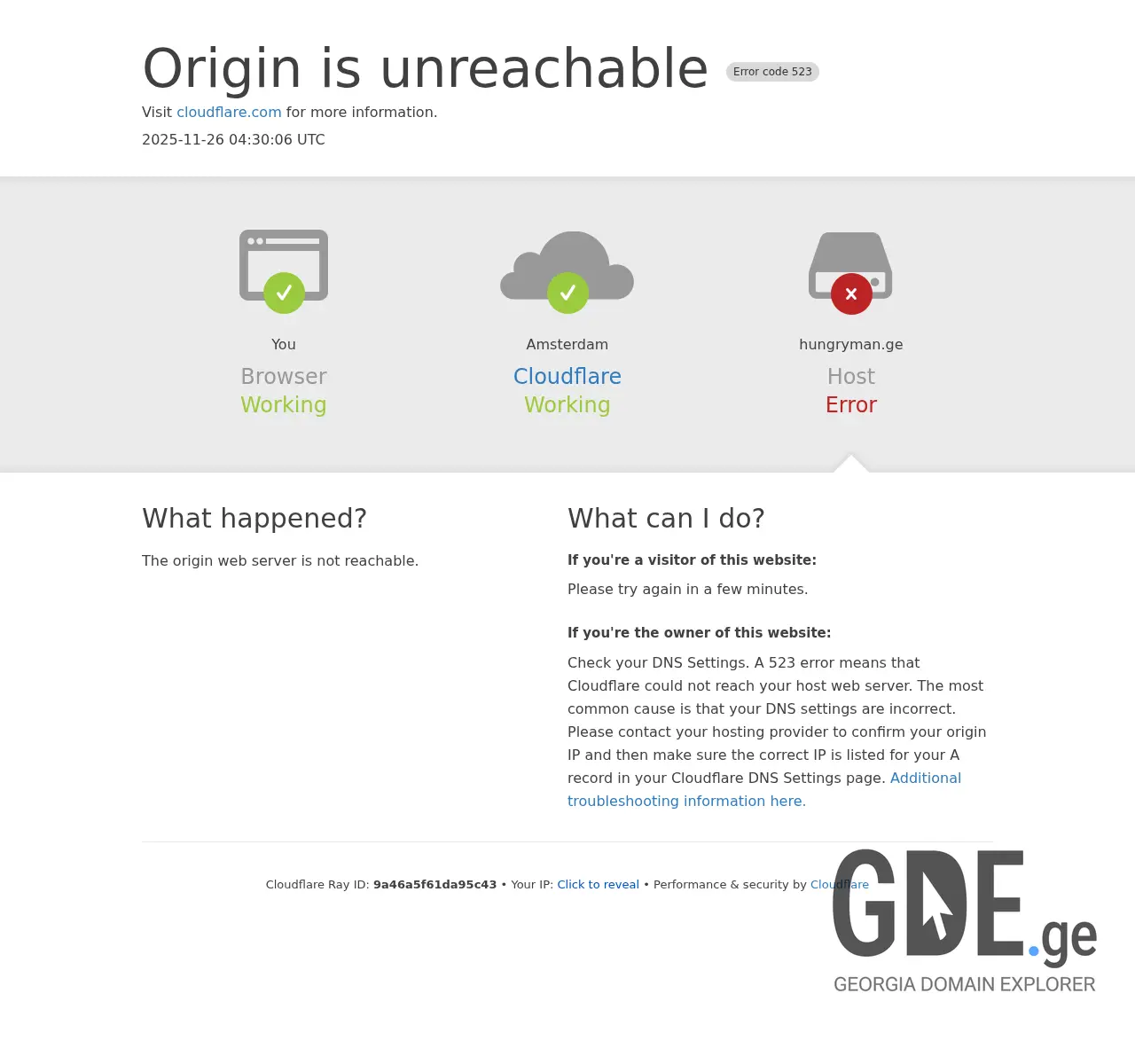 Screenshot of the site hungryman.ge at 2025-11-26