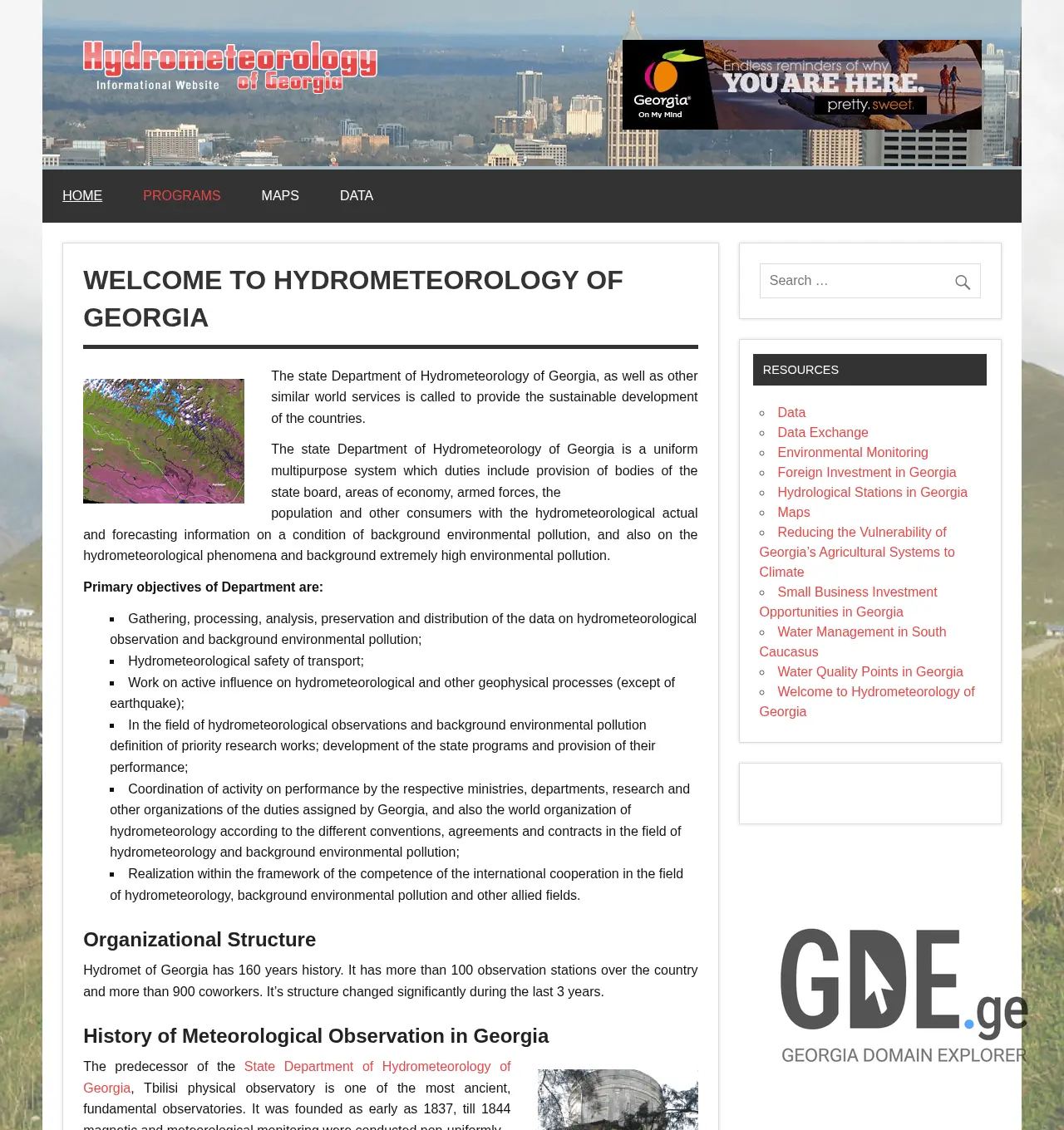 Screenshot of the site hydromet.ge at 2025-12-02