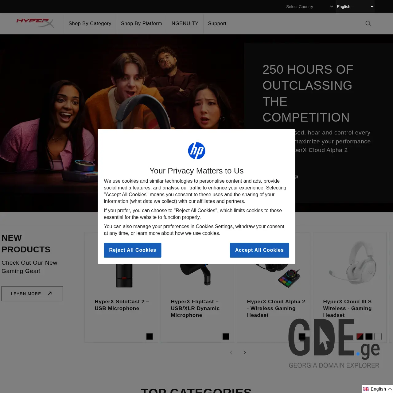 Screenshot of the site hyperxgaming.ge at 2025-12-10