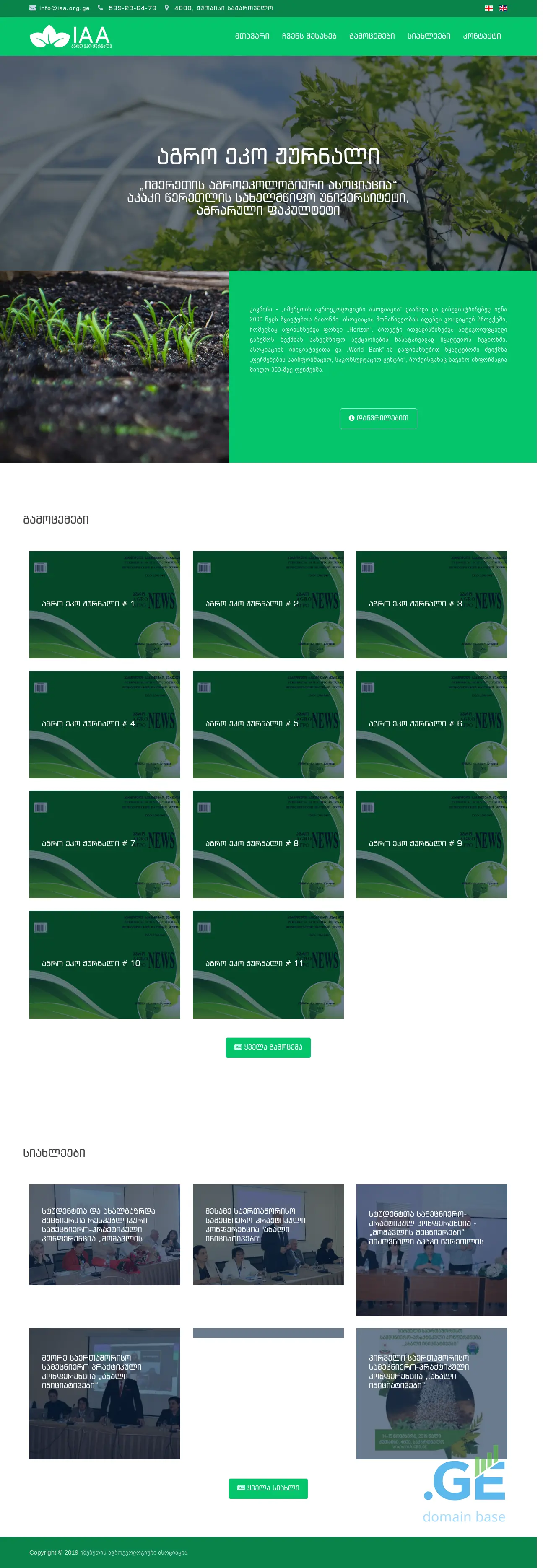 Screenshot of the site iaa.org.ge