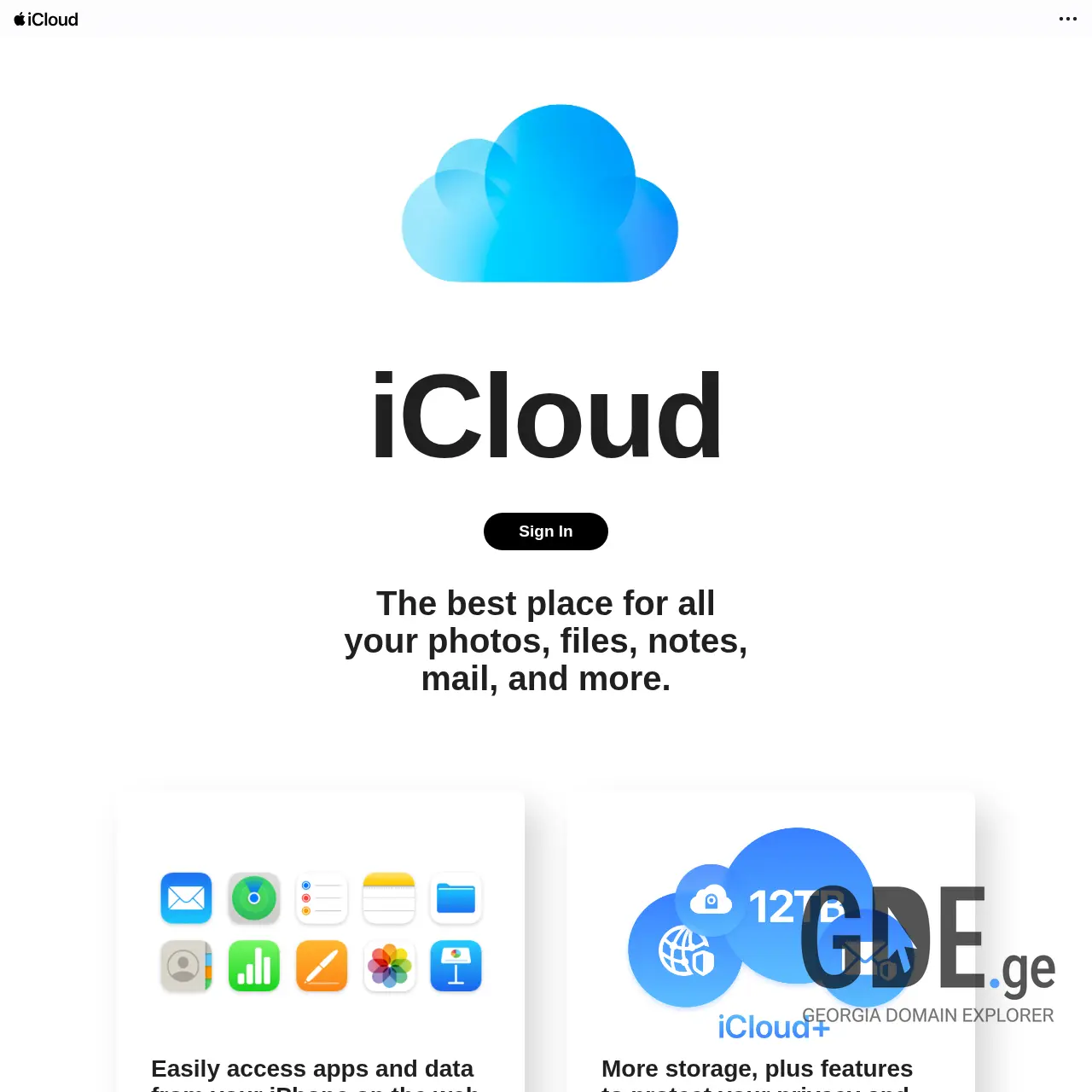 Screenshot of the site icloud.com.ge at 2025-12-13