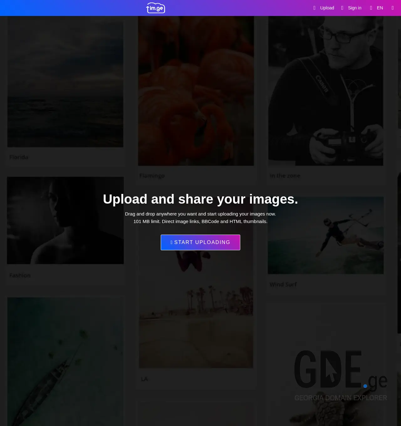 Screenshot of the site im.ge at 2025-11-30