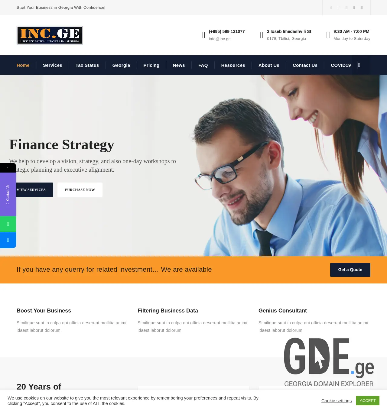 Screenshot of the site incorporation.ge at 2025-11-30