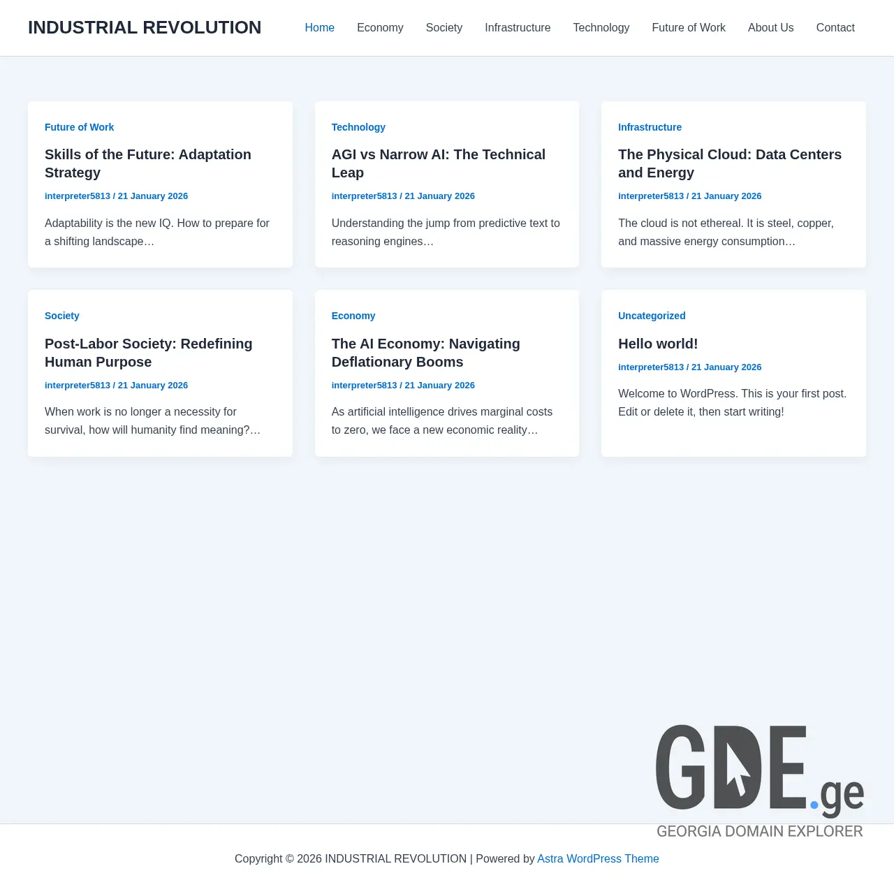 Screenshot of the site industrialrevolution.ge at 2026-01-21