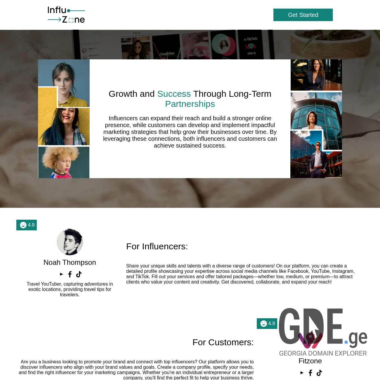 Screenshot of the site influzone.ge at 2025-12-10