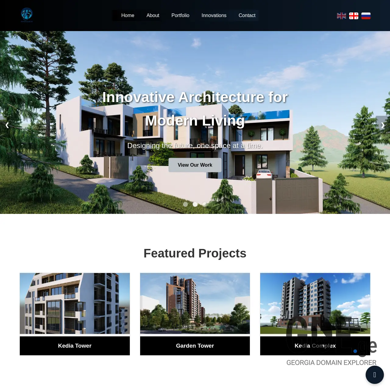 Screenshot of the site innovarchi.ge at 2025-12-17