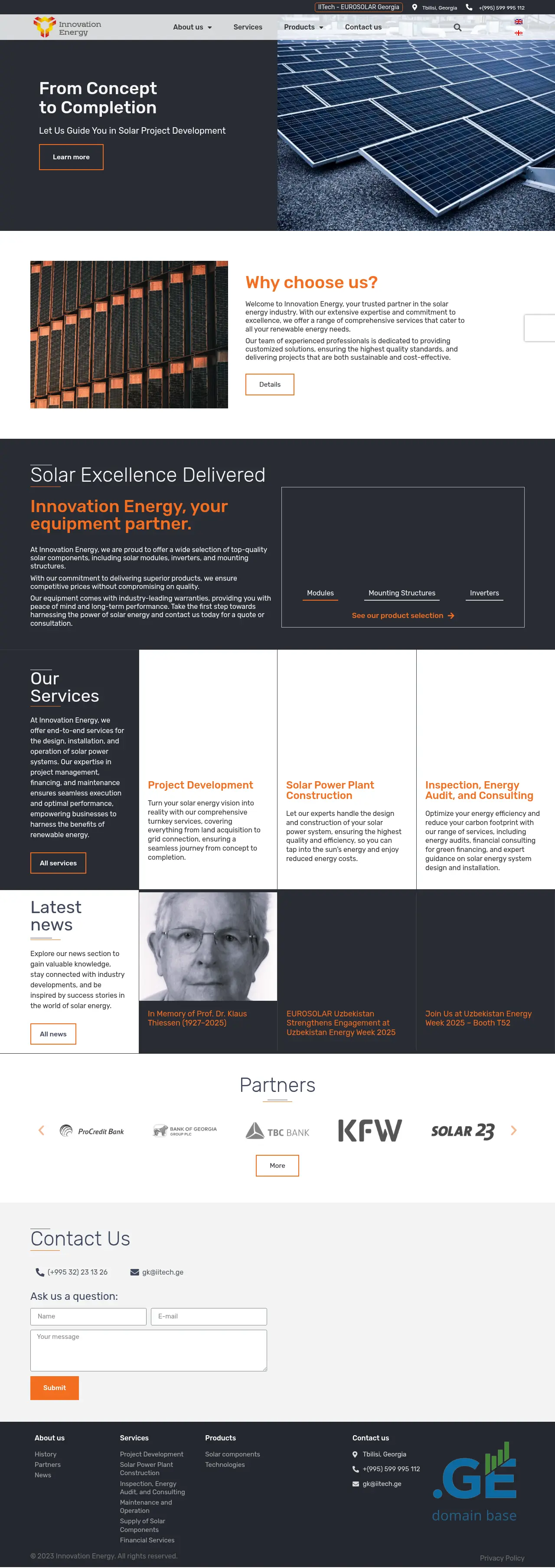 Screenshot of the site innovationenergy.ge