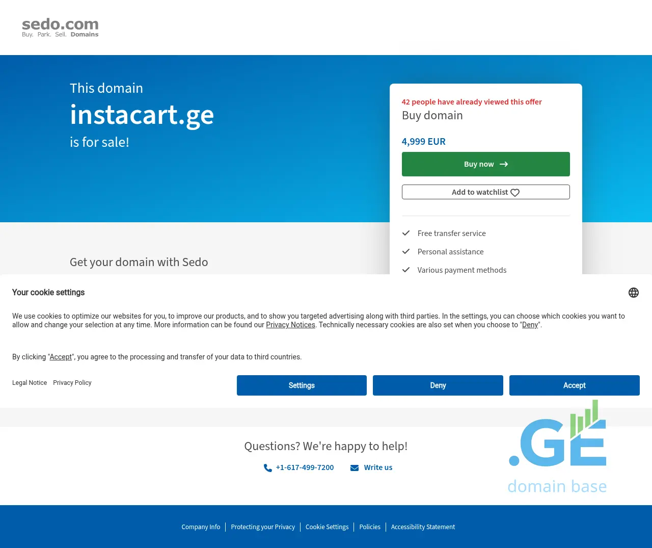 Screenshot of the site instacart.ge