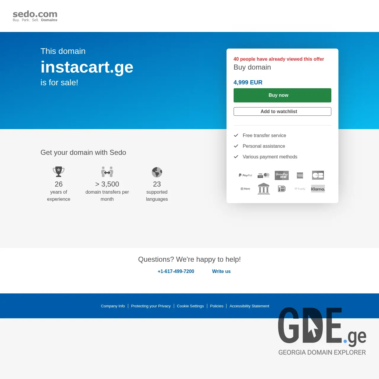 Screenshot of the site instacart.ge at 2025-12-10