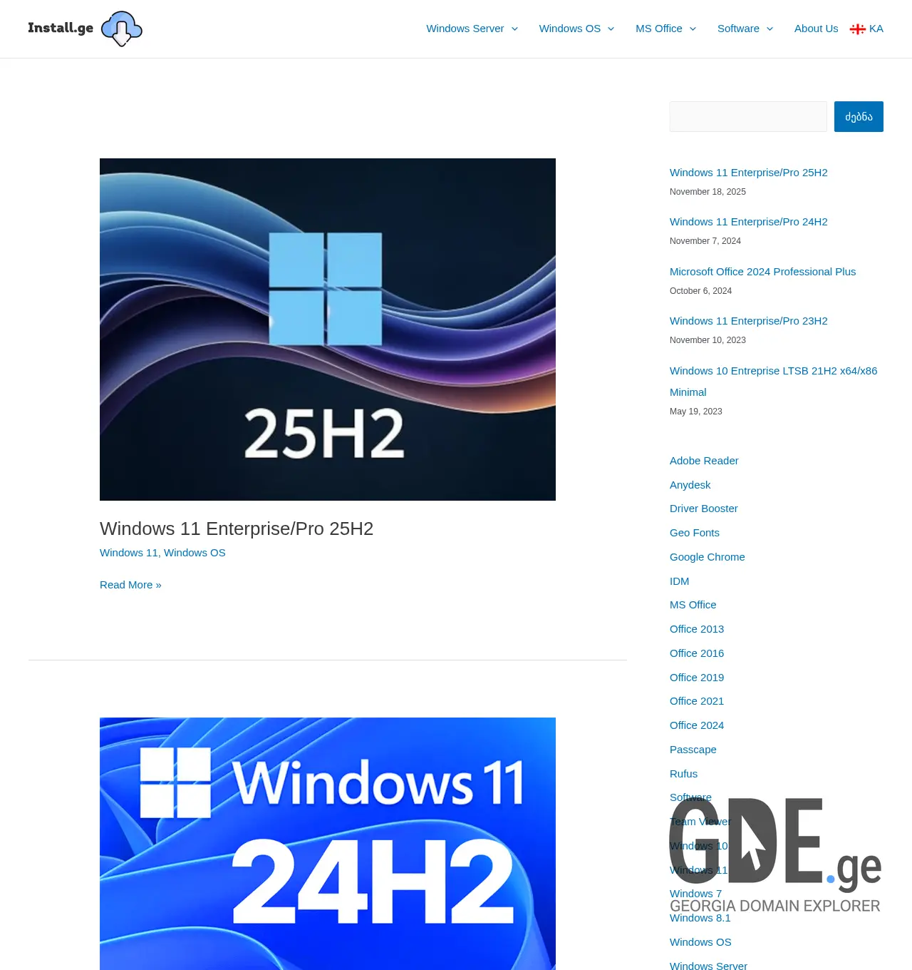 Screenshot of the site install.ge at 2025-12-02