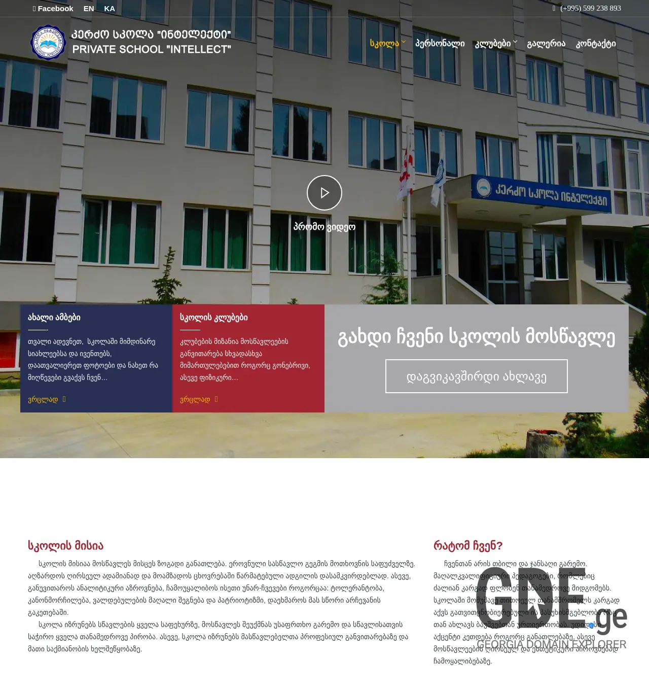 Screenshot of the site intelecti.edu.ge at 2025-11-29