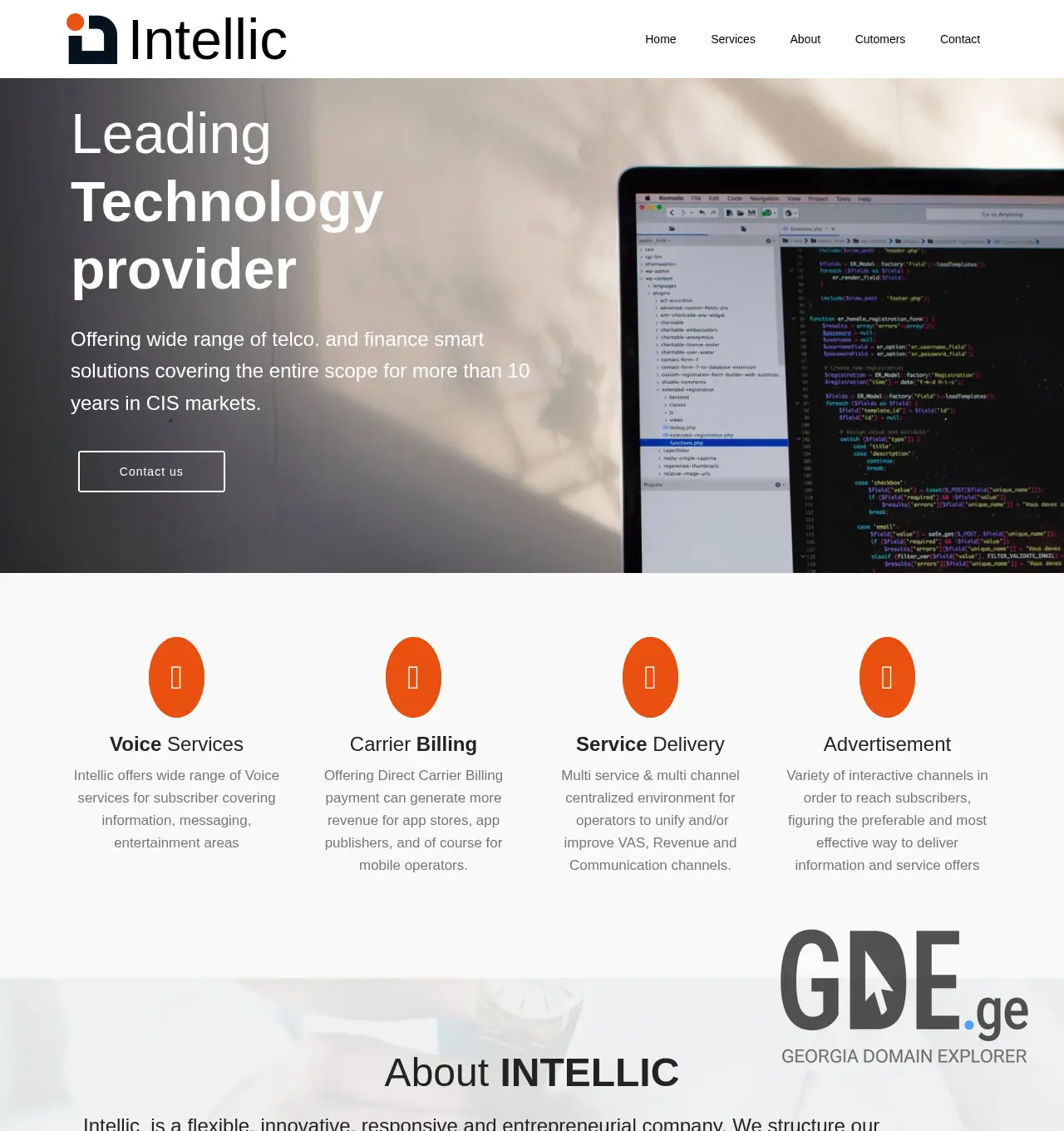 Screenshot of the site intellic.ge at 2025-11-30