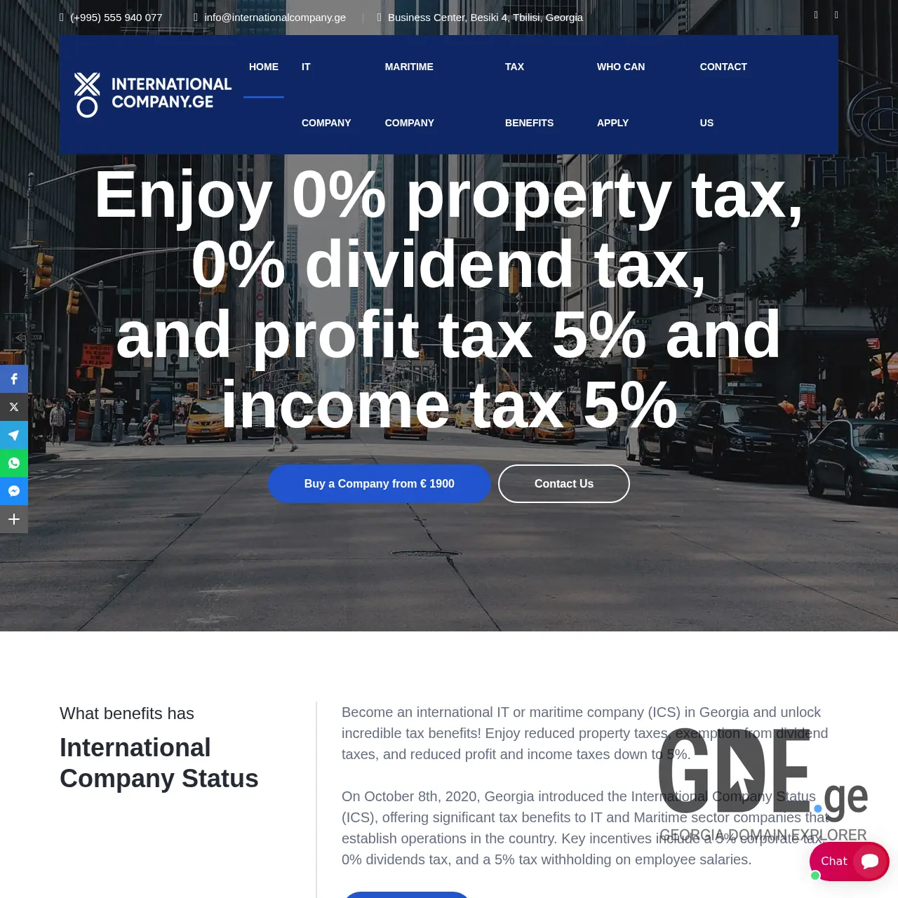 Screenshot of the site internationalcompany.ge at 2025-12-10