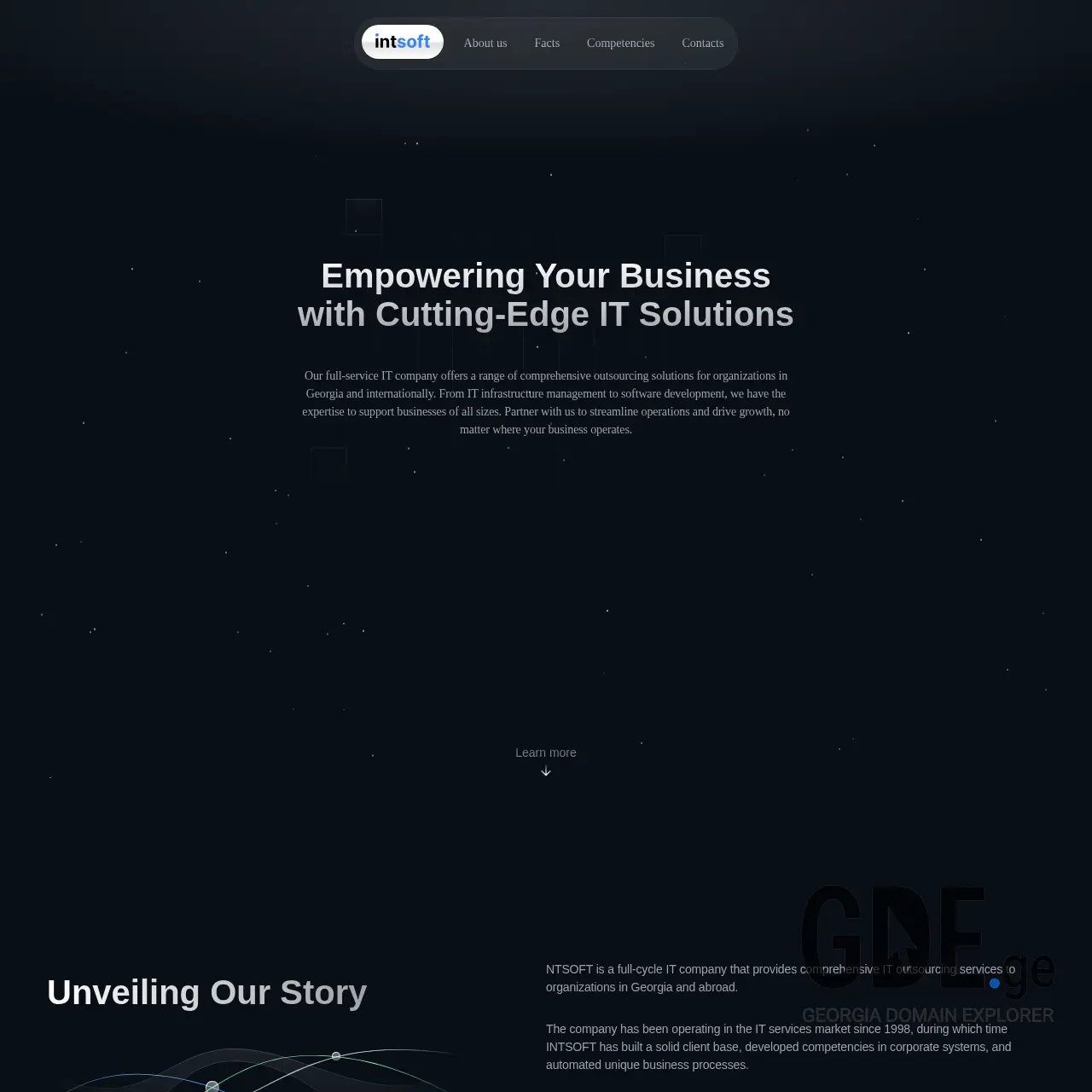 Screenshot of the site intsoft.ge at 2025-12-10