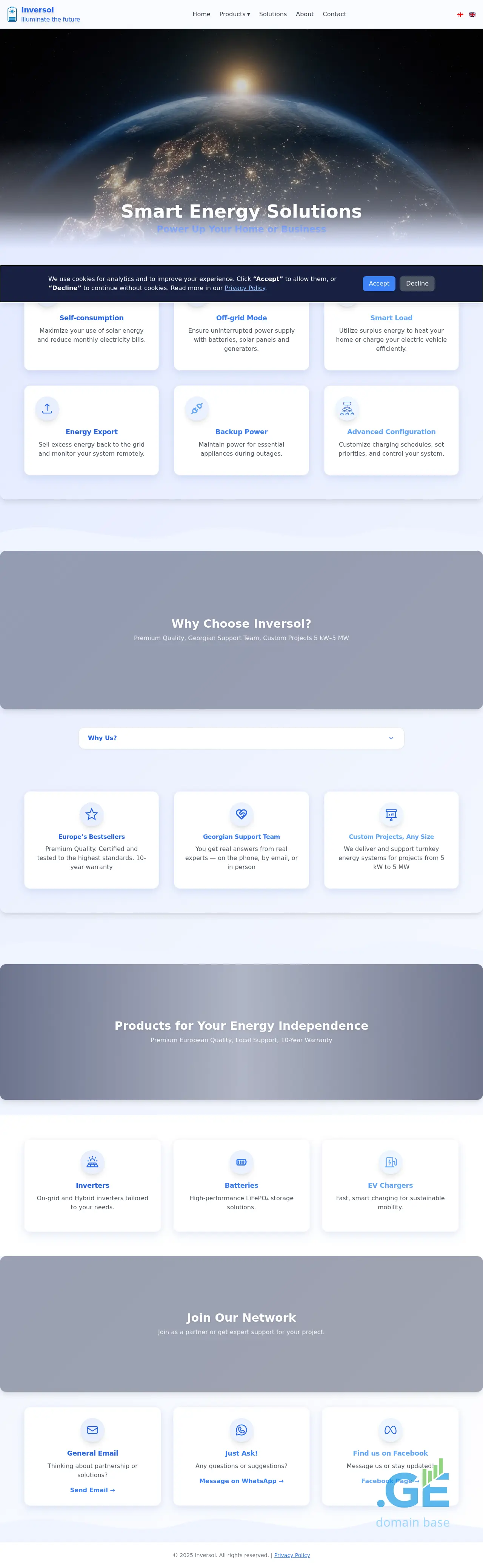Screenshot of the site inversol.ge at 2025-10-08