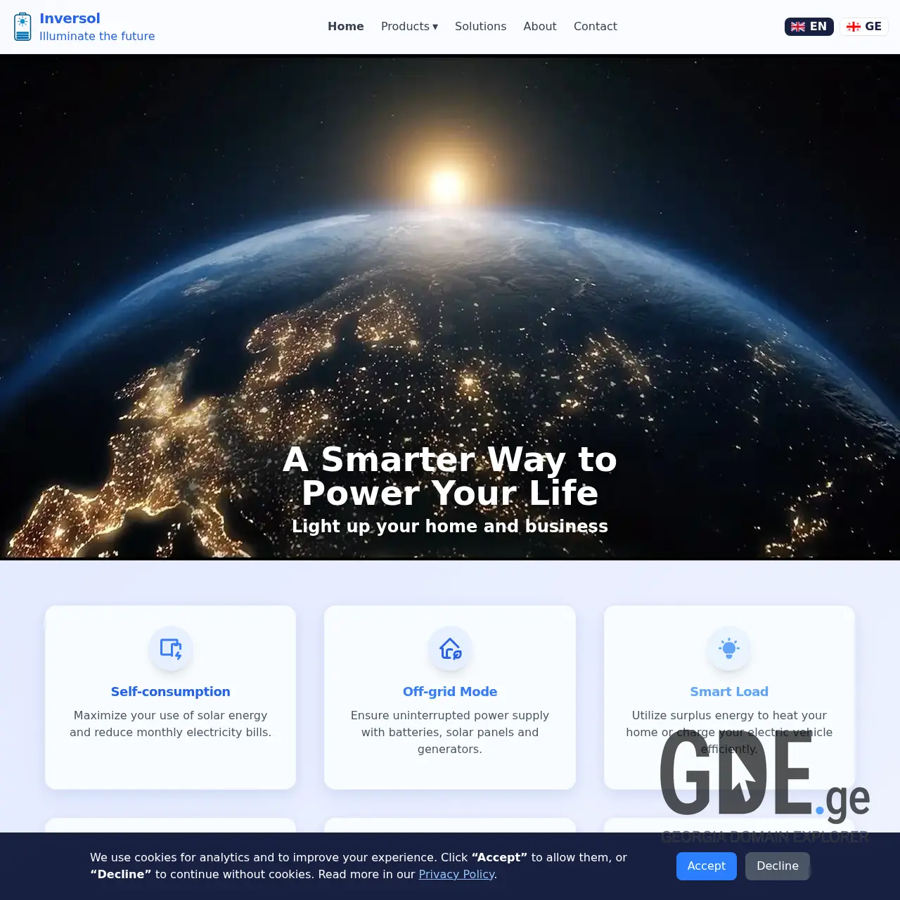 Screenshot of the site inversol.ge at 2025-12-10