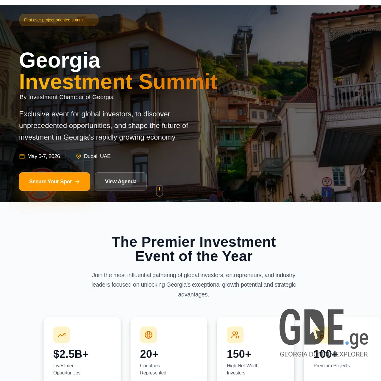 Screenshot of the site investmentsummit.ge at 2026-01-26