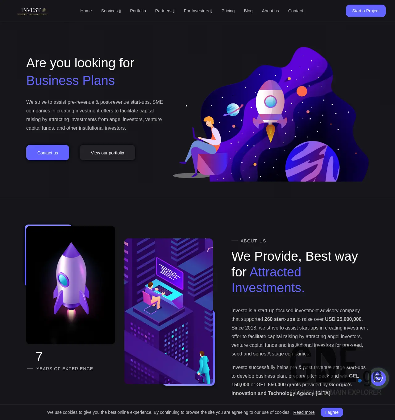 Screenshot of the site investo.ge at 2025-11-29