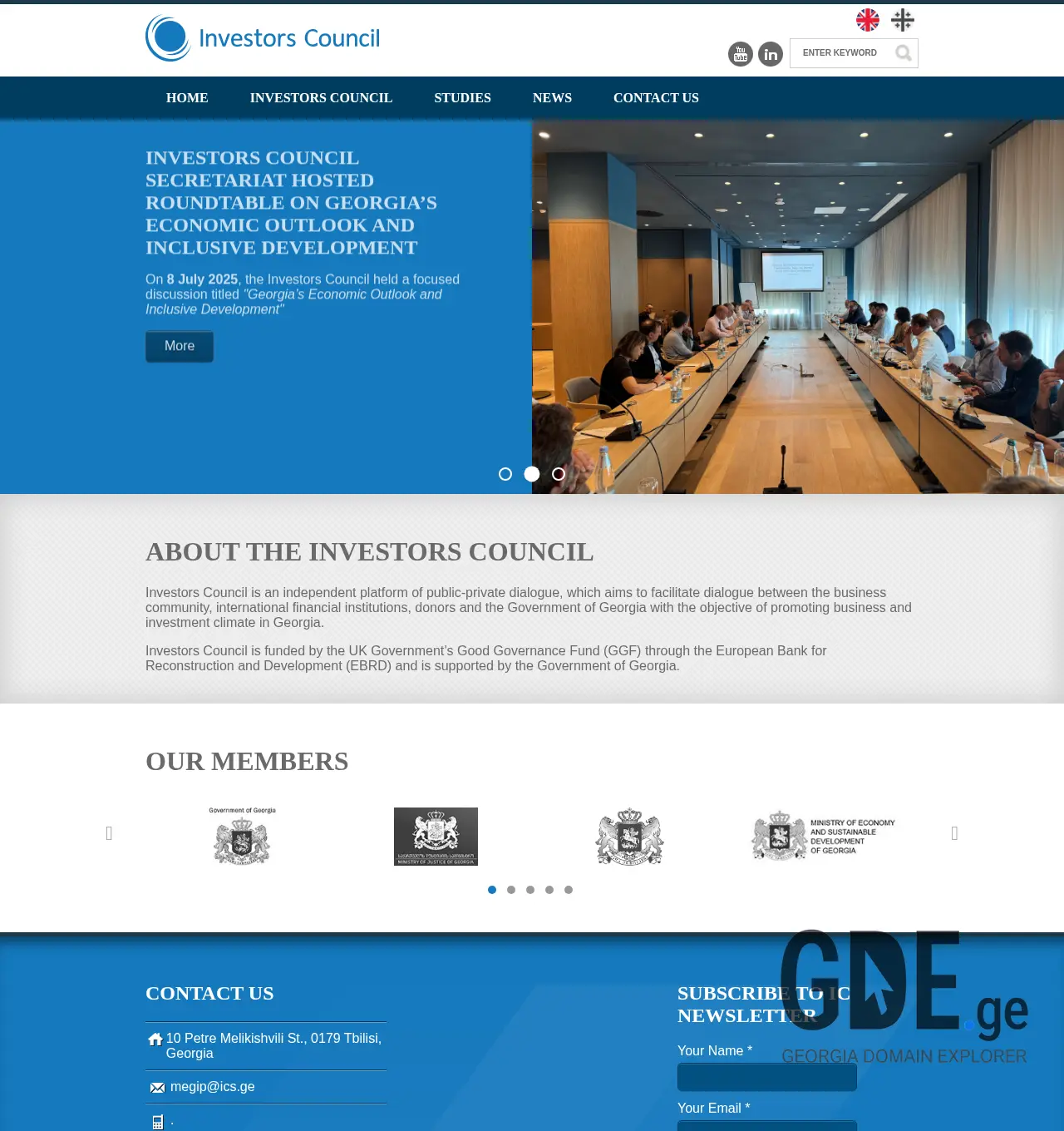 Screenshot of the site investorscouncil.ge at 2025-11-30