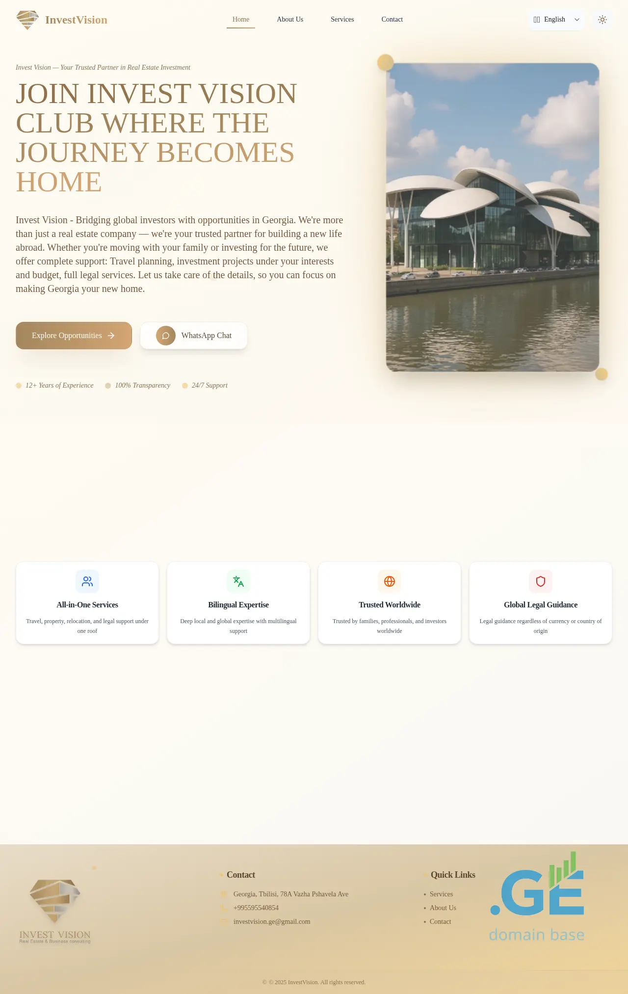 Screenshot of the site investvision.ge