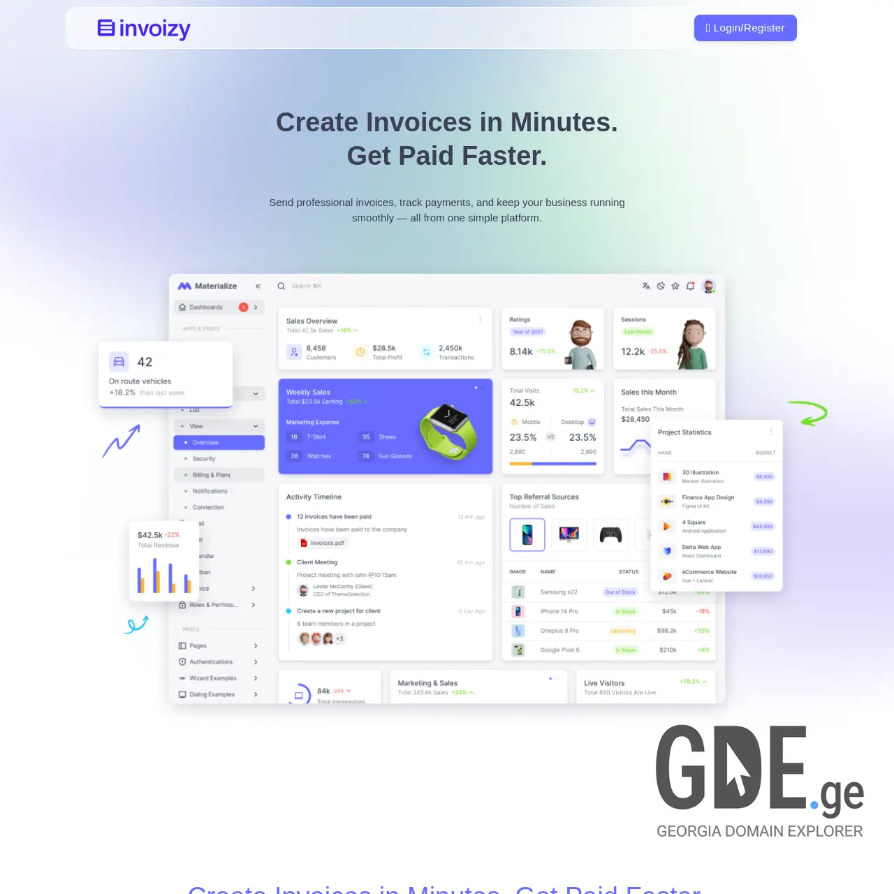 Screenshot of the site invoizy.ge at 2025-12-10