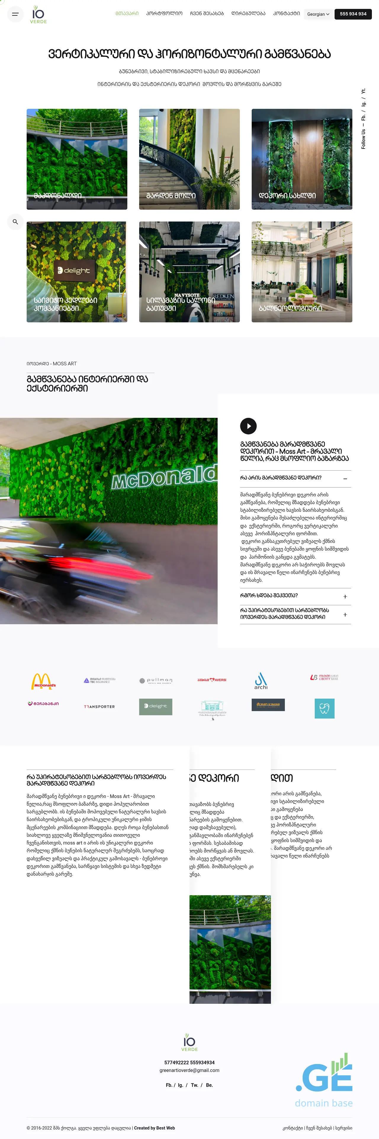 Screenshot of the site ioverde.ge