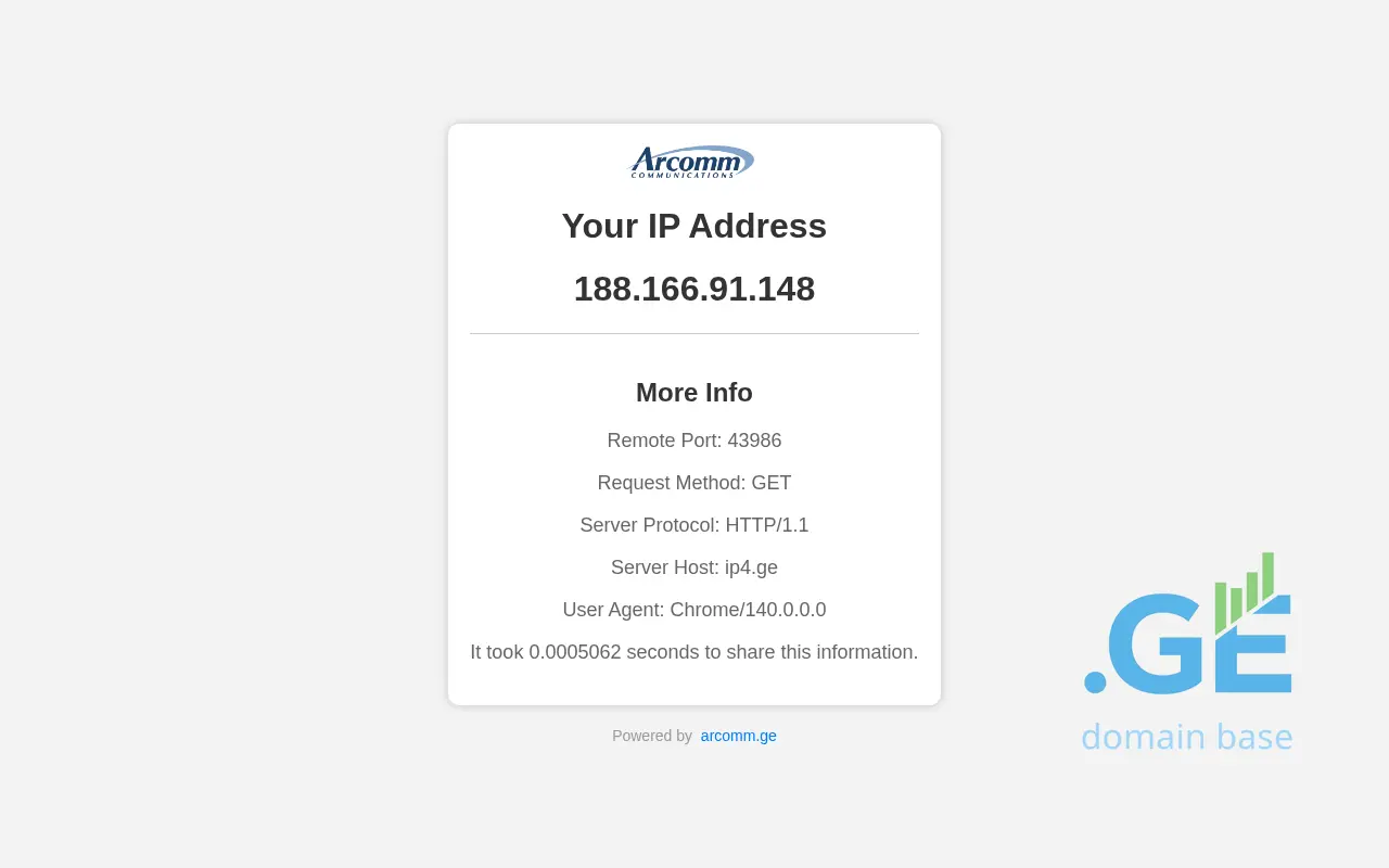 Screenshot of the site ip4.ge