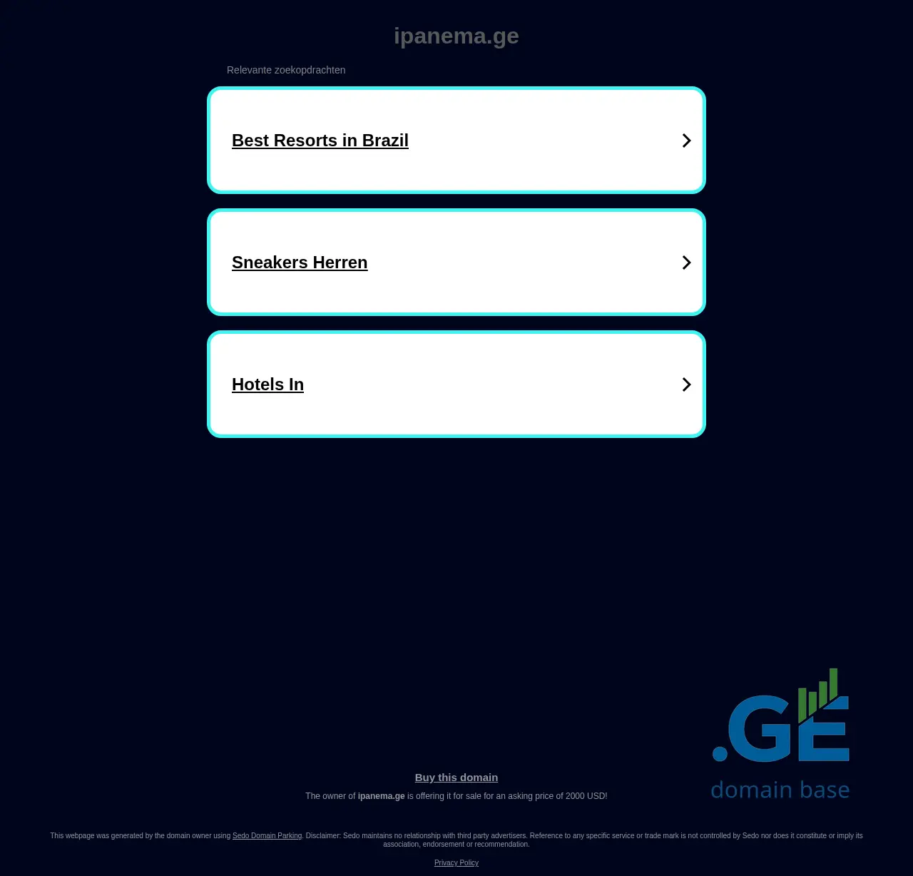 Screenshot of the site ipanema.ge