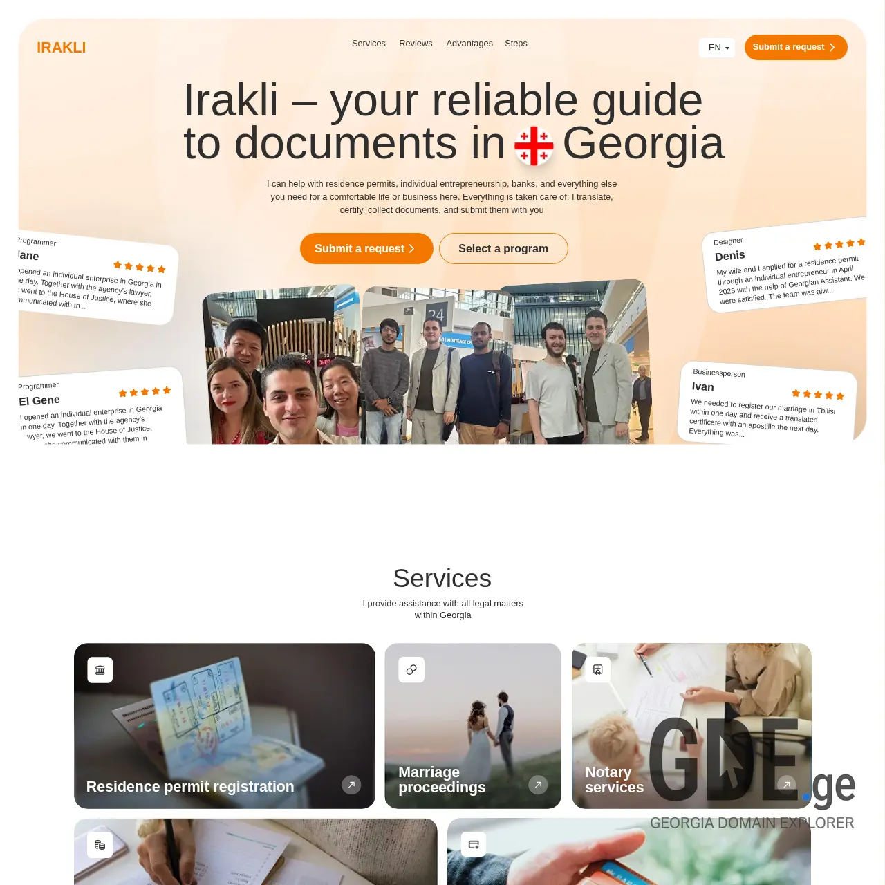 Screenshot of the site irakliconsults.ge at 2026-02-16