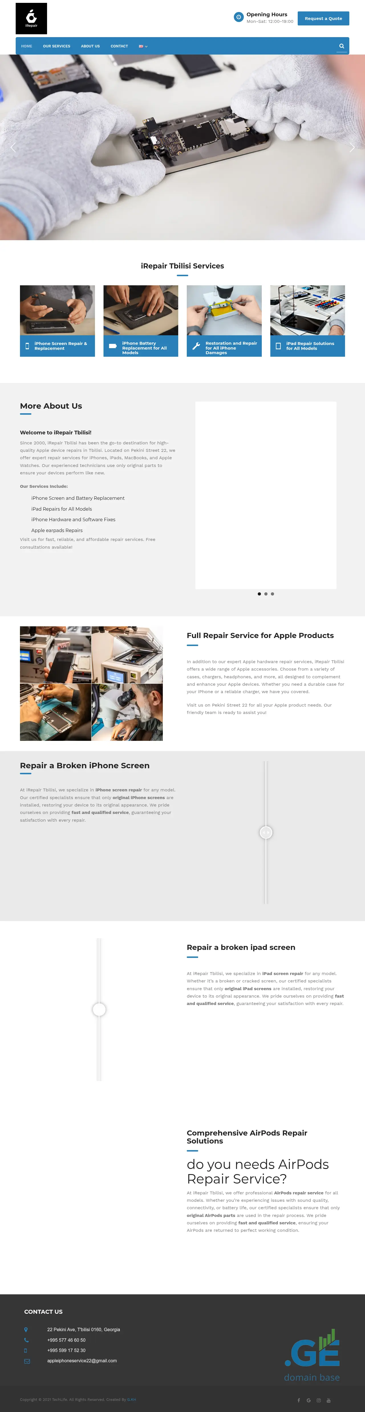 Screenshot of the site irepairtbilisi.ge
