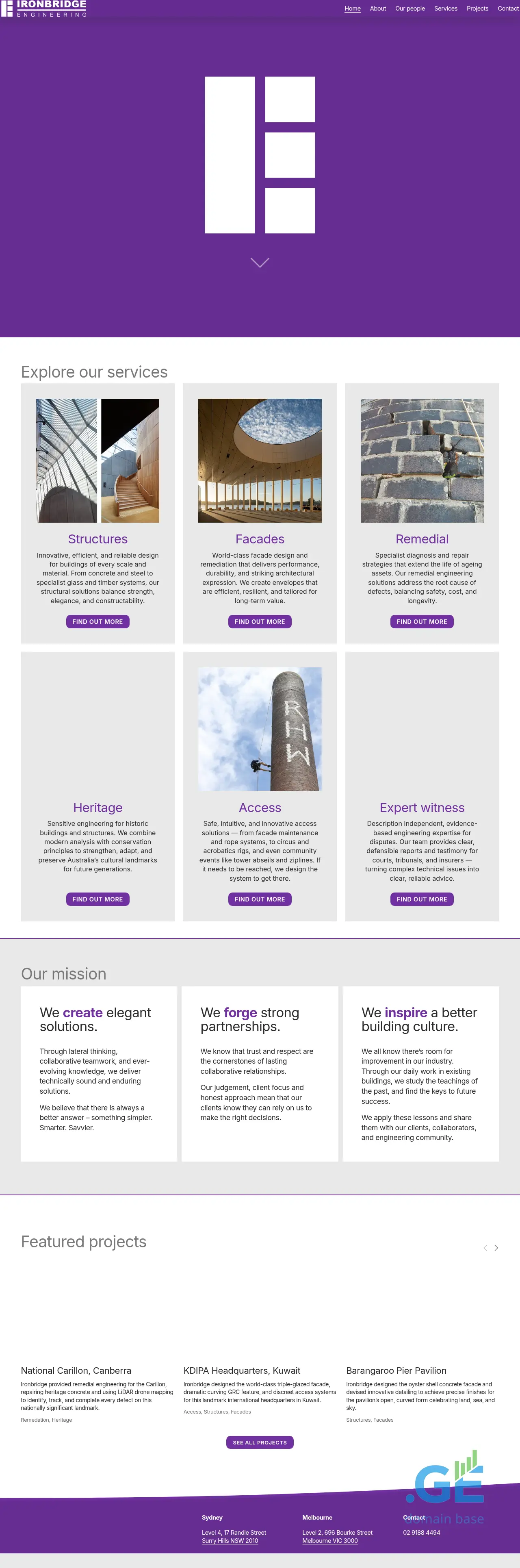 Screenshot of the site ironbrid.ge