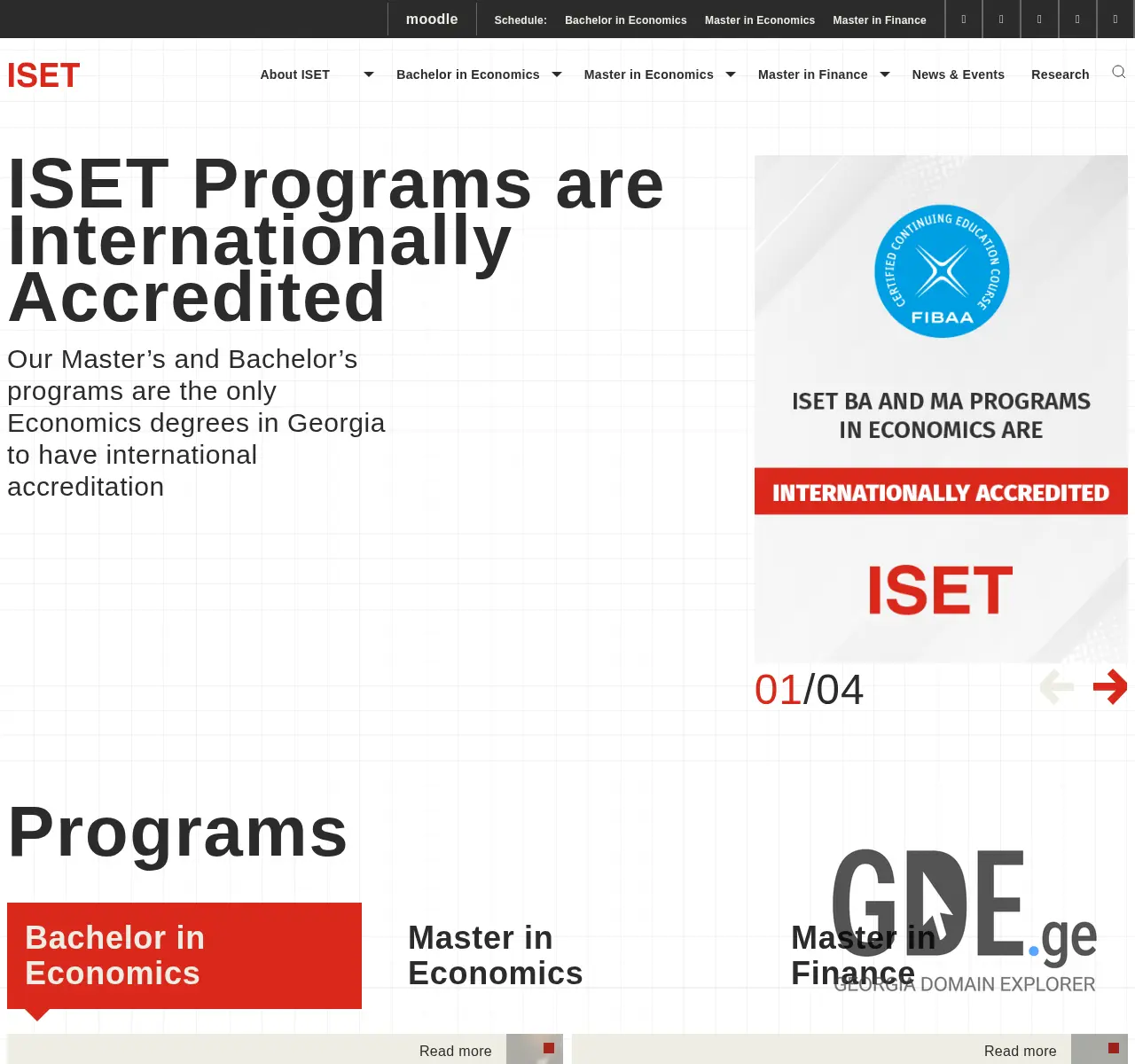 Screenshot of the site iset.edu.ge at 2025-11-26