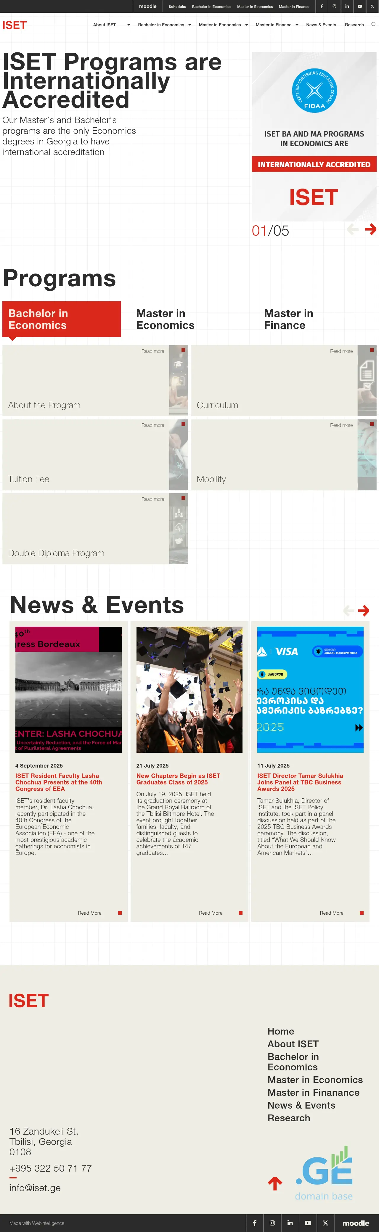 Screenshot of the site iset.ge