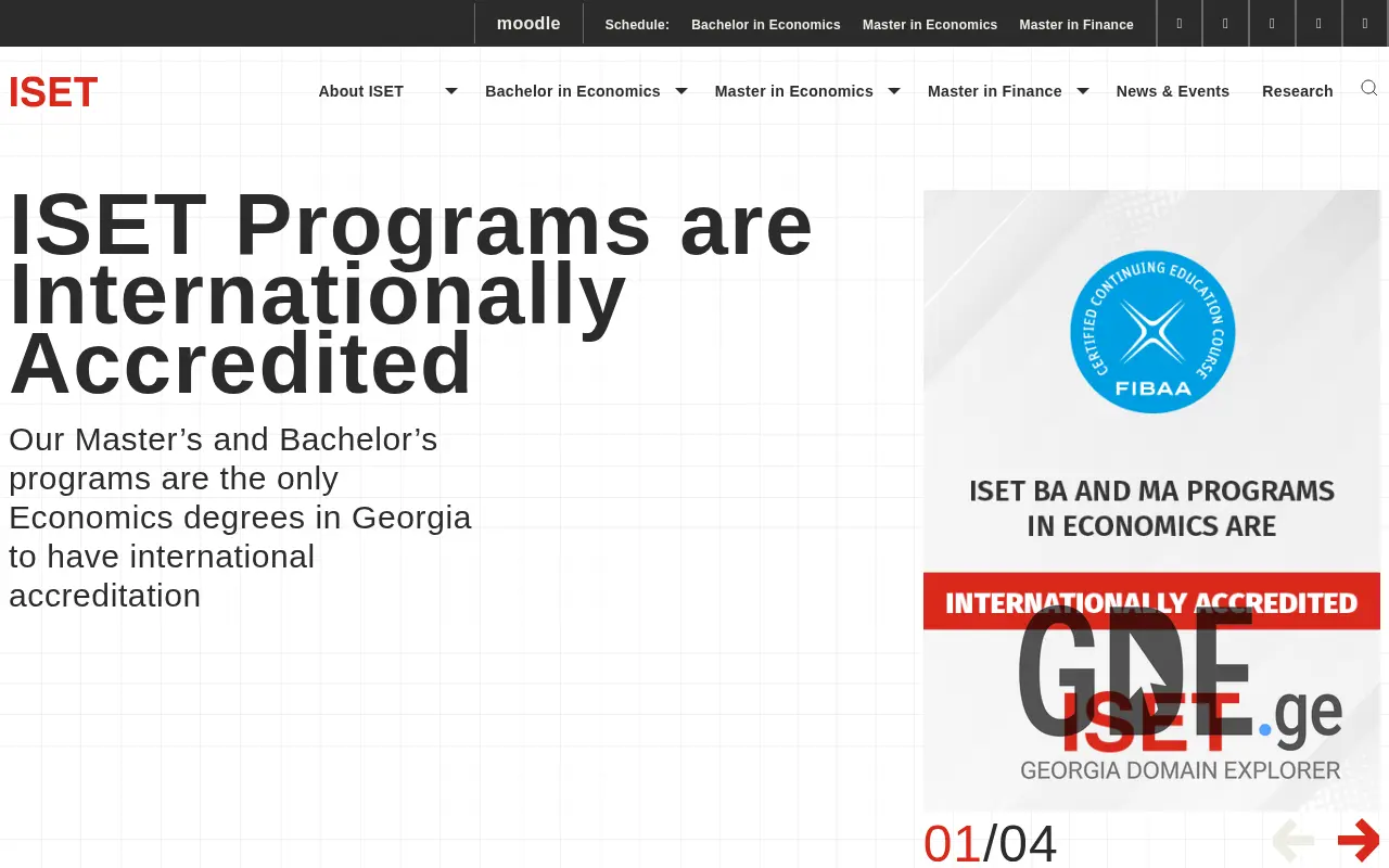 Screenshot of the site iset.ge at 2025-11-28