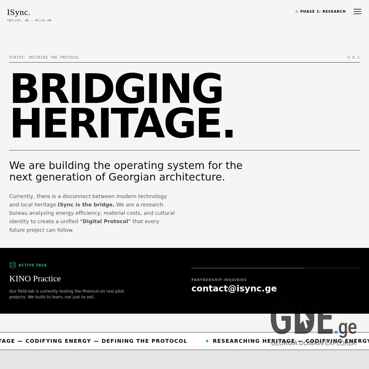 Screenshot of the site isync.ge at 2025-12-09