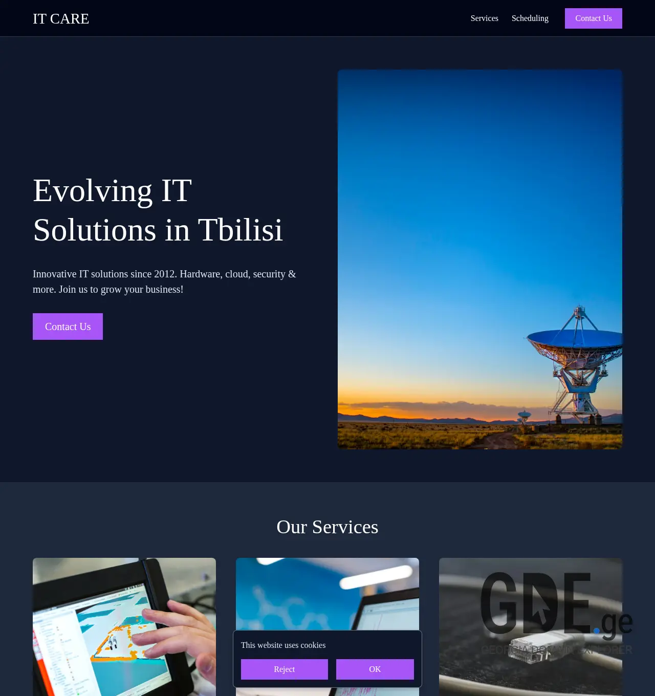 Screenshot of the site itcare.ge at 2025-11-30
