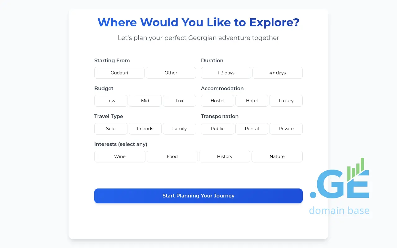 Screenshot of the site itinerary.ge