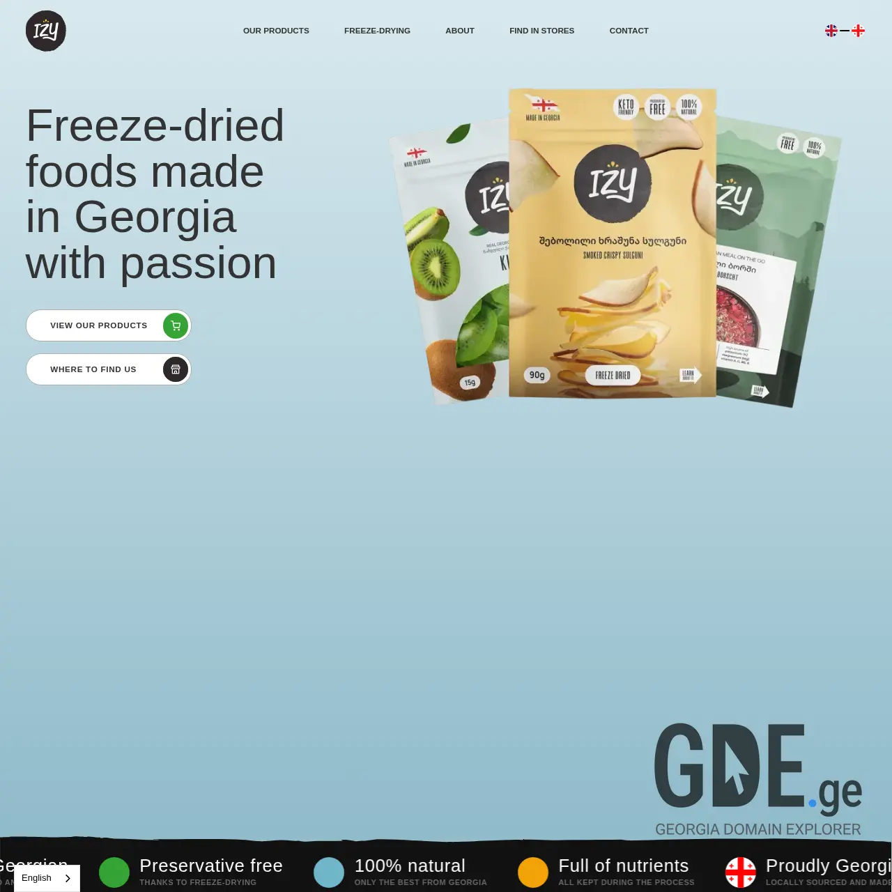 Screenshot of the site izyfood.ge at 2025-12-09