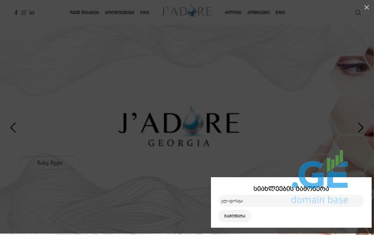 Screenshot of the site jadore.ge