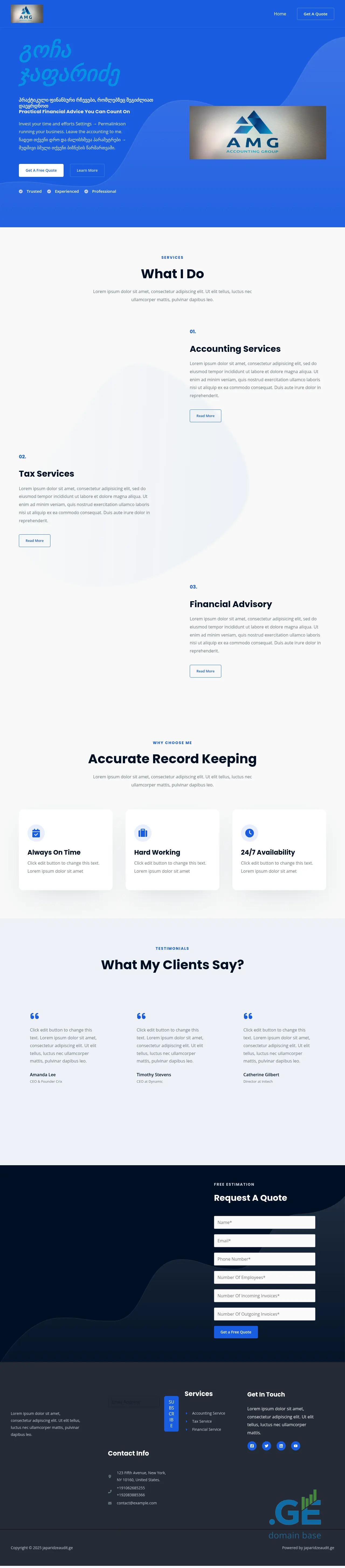 Screenshot of the site japaridzeaudit.ge