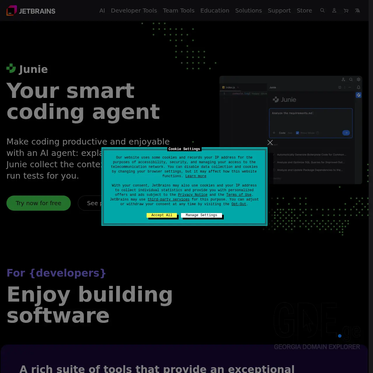 Screenshot of the site jetbrains.ge at 2025-12-09