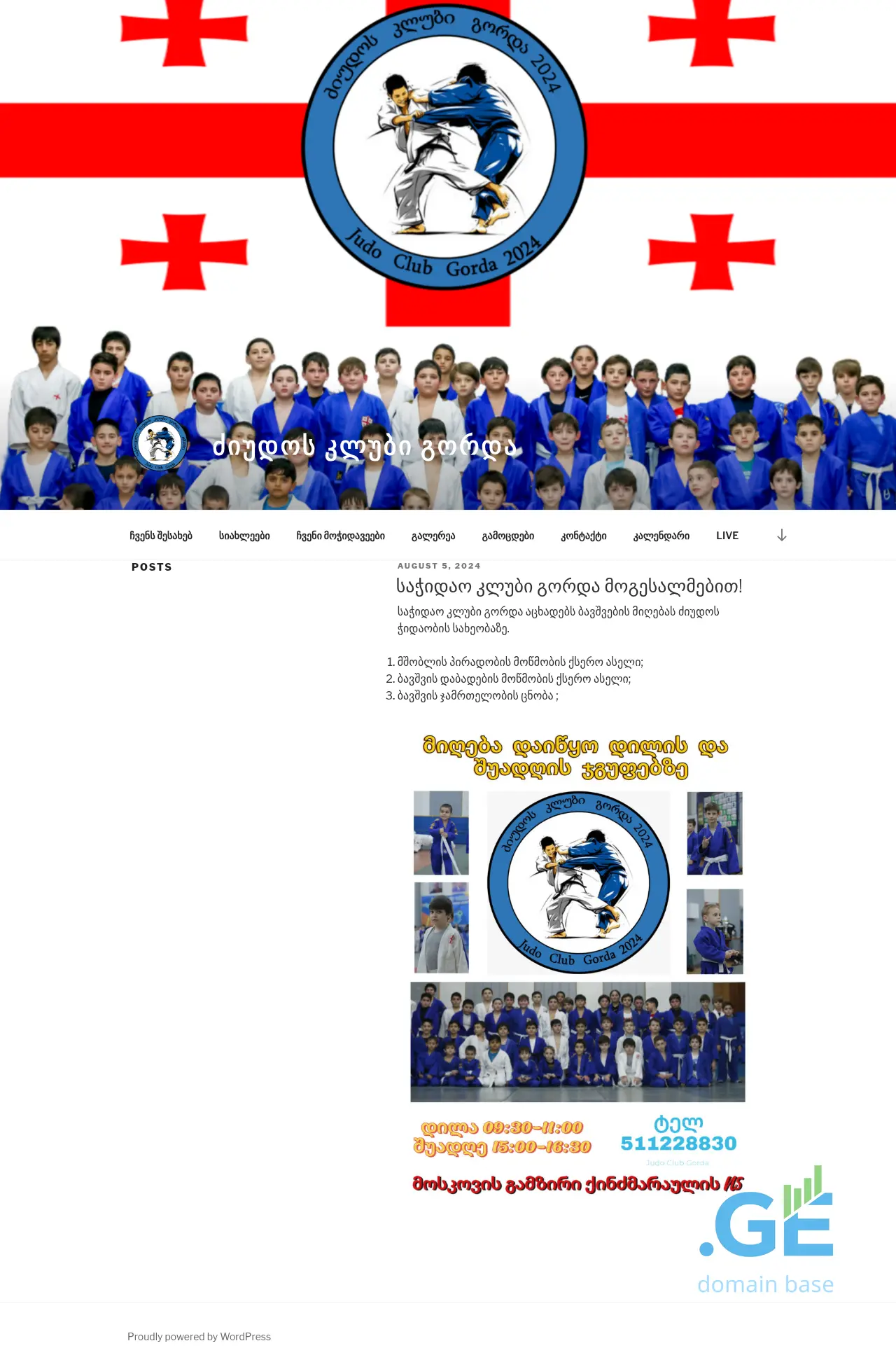 Screenshot of the site judoclubgorda.ge