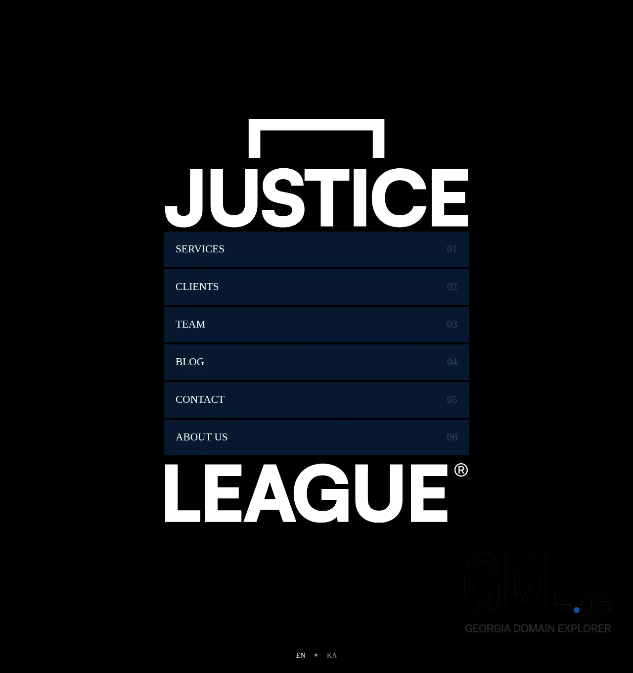 Screenshot of the site justiceleague.ge at 2025-11-29