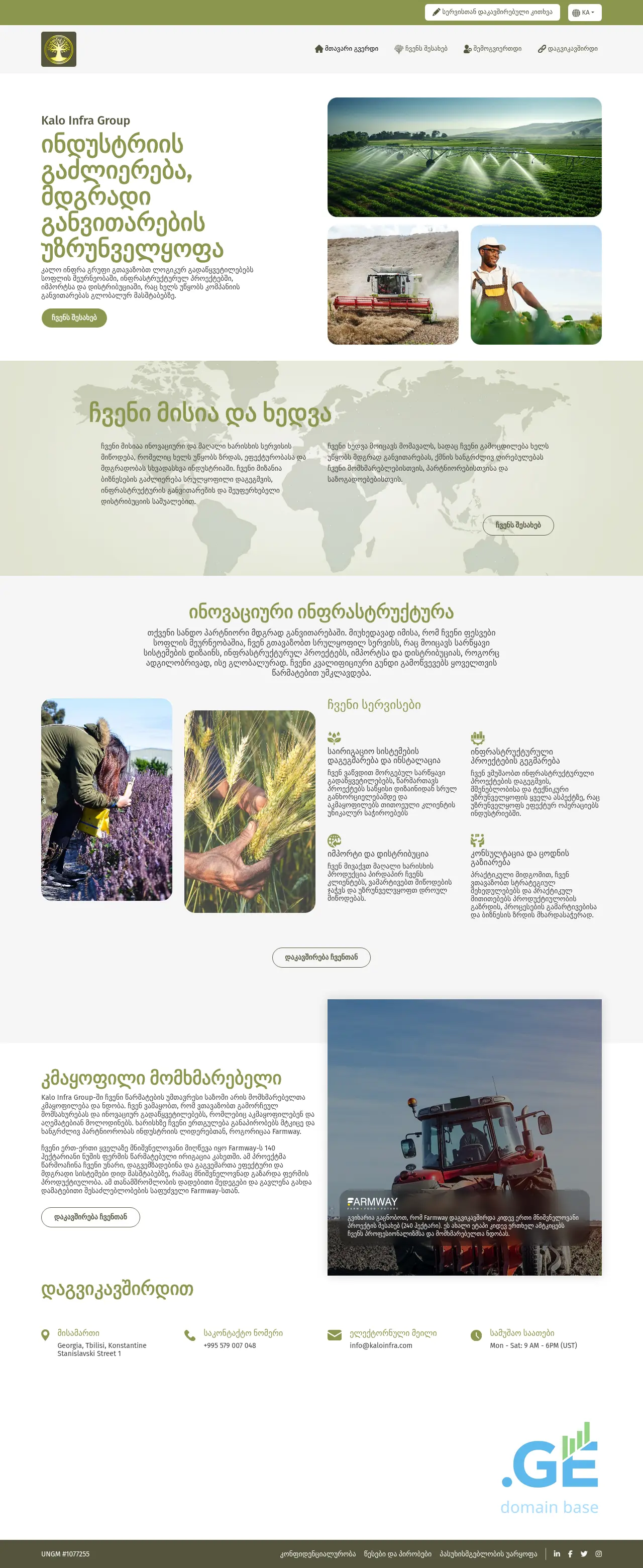 Screenshot of the site kaloinfra.ge