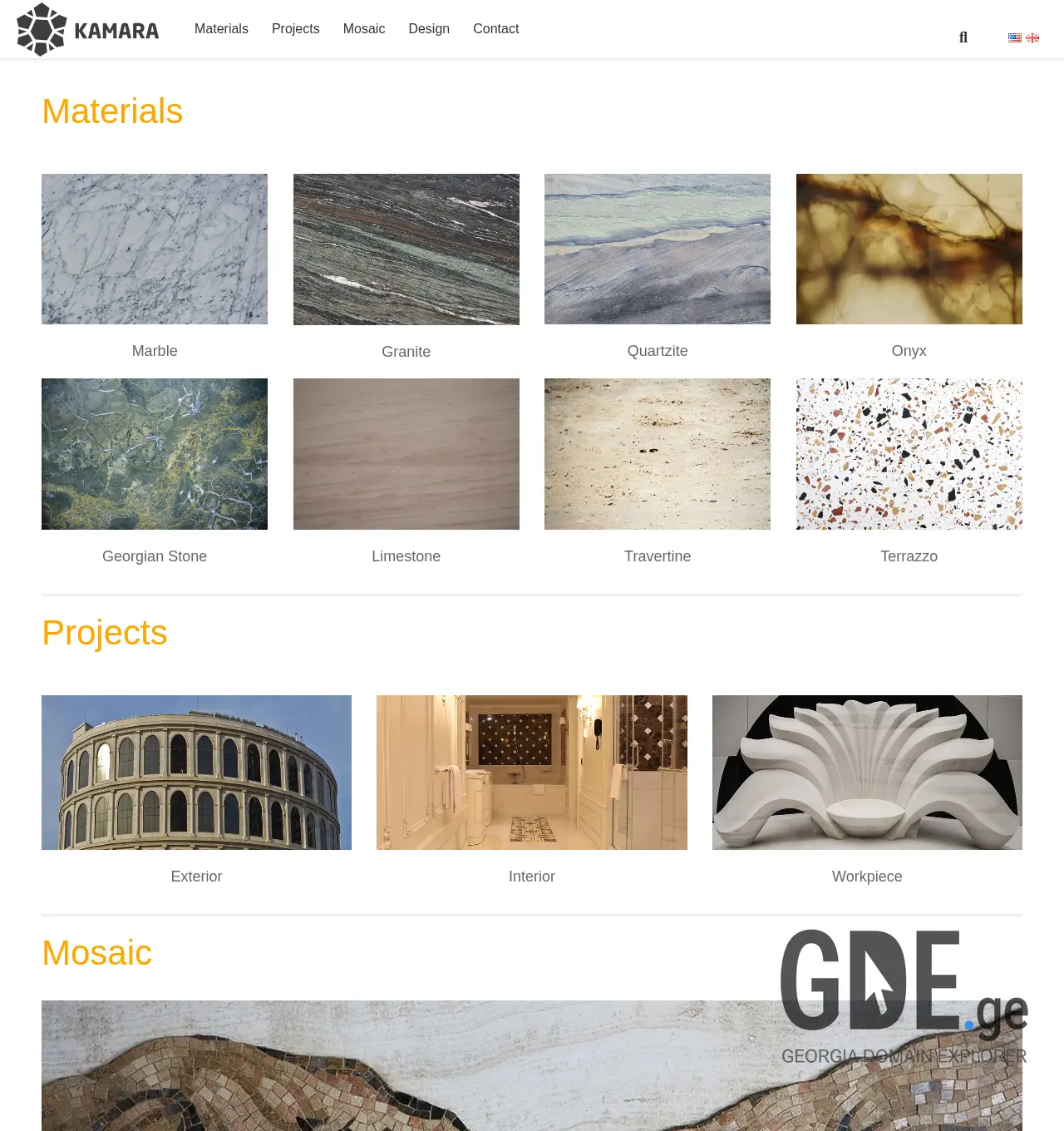 Screenshot of the site kamarastone.ge at 2025-12-02