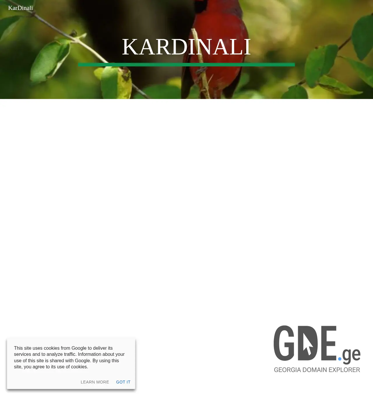 Screenshot of the site kardinali.ge at 2025-11-30
