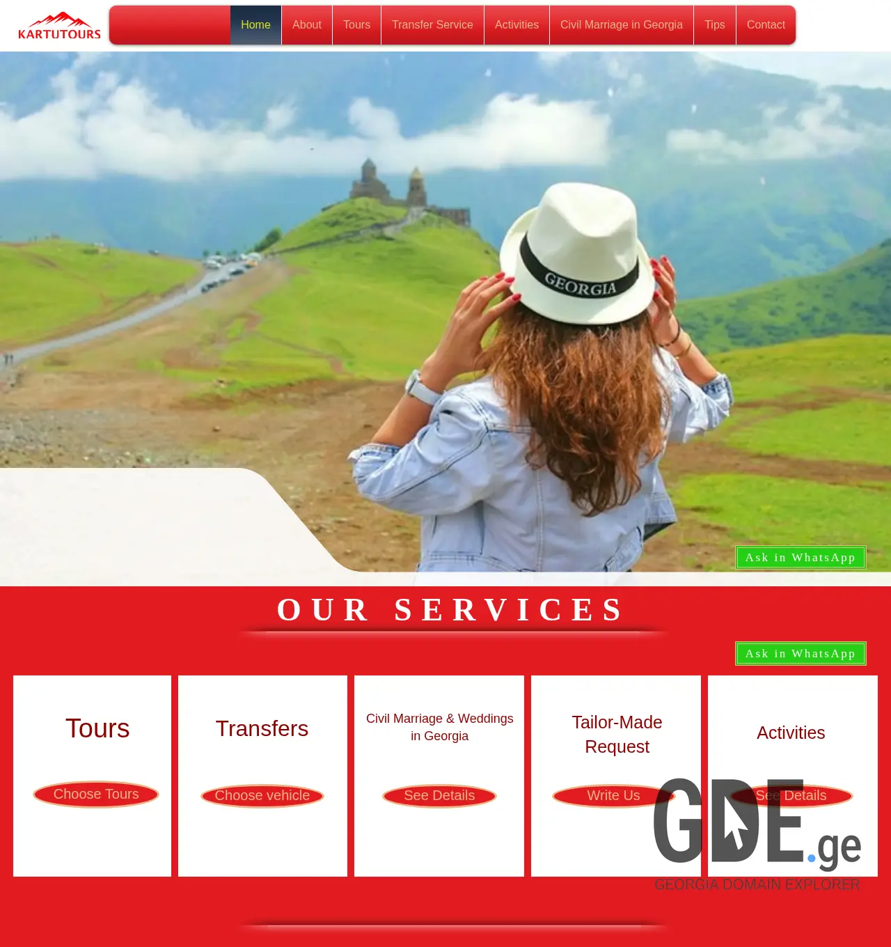 Screenshot of the site kartutours.ge at 2025-12-02