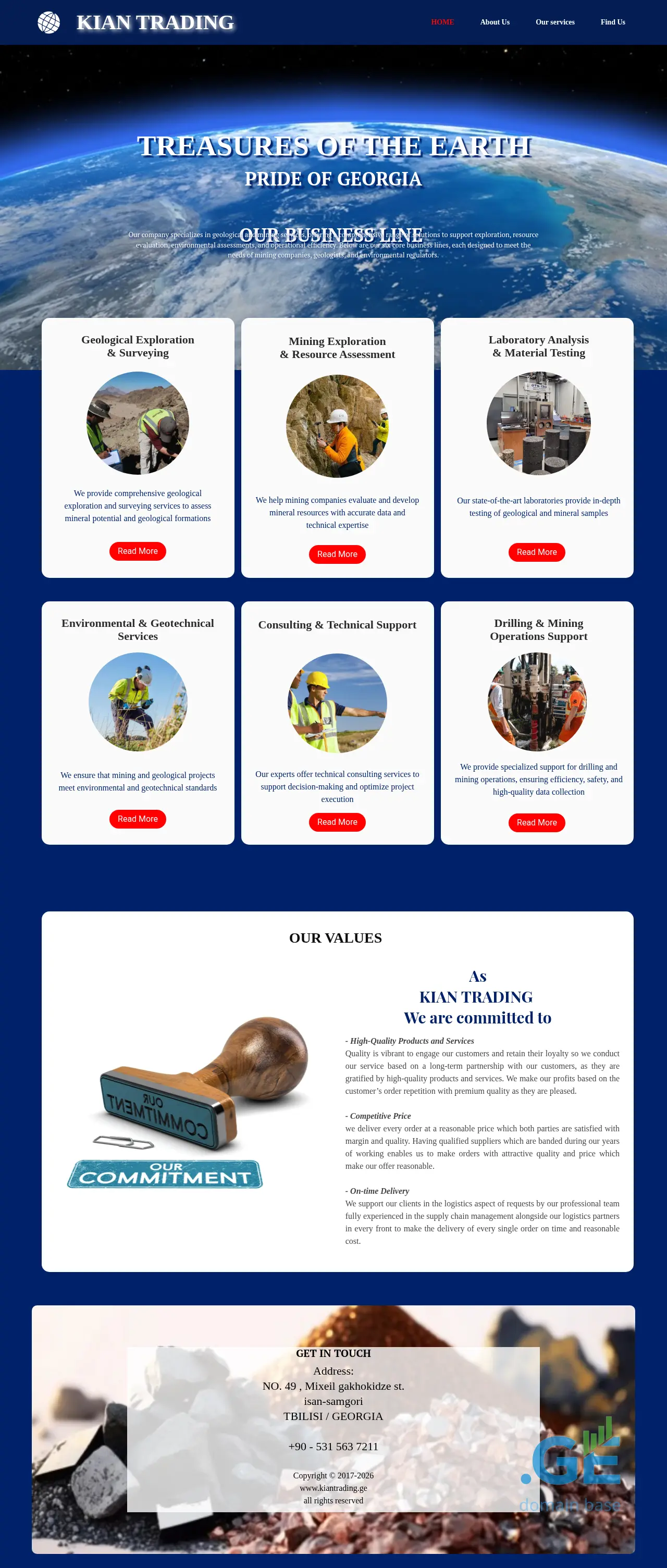 Screenshot of the site kiantrading.ge